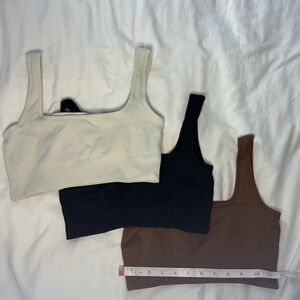 OQQ Ribbed Bralette Set - Cream, Black, and Brown